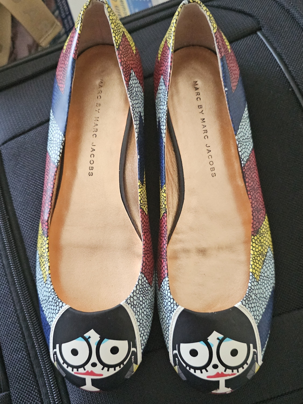 Marc Jacobs Multicolor Printed Ballet Flats with Face Toe Detail